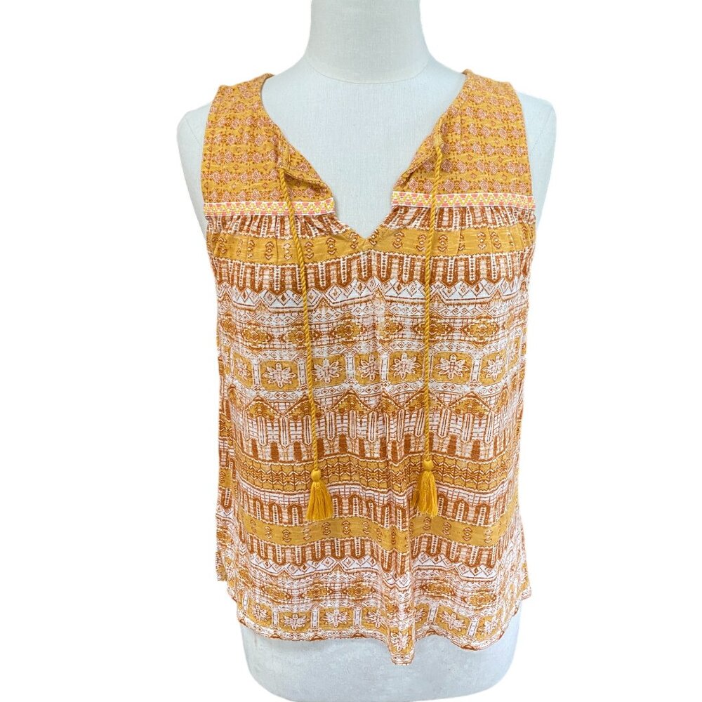 Lucky Brand Indie Boho Tassel Tank Top Mustard Boho Festival Coastal Cowgirl-S - Picture 7 of 14